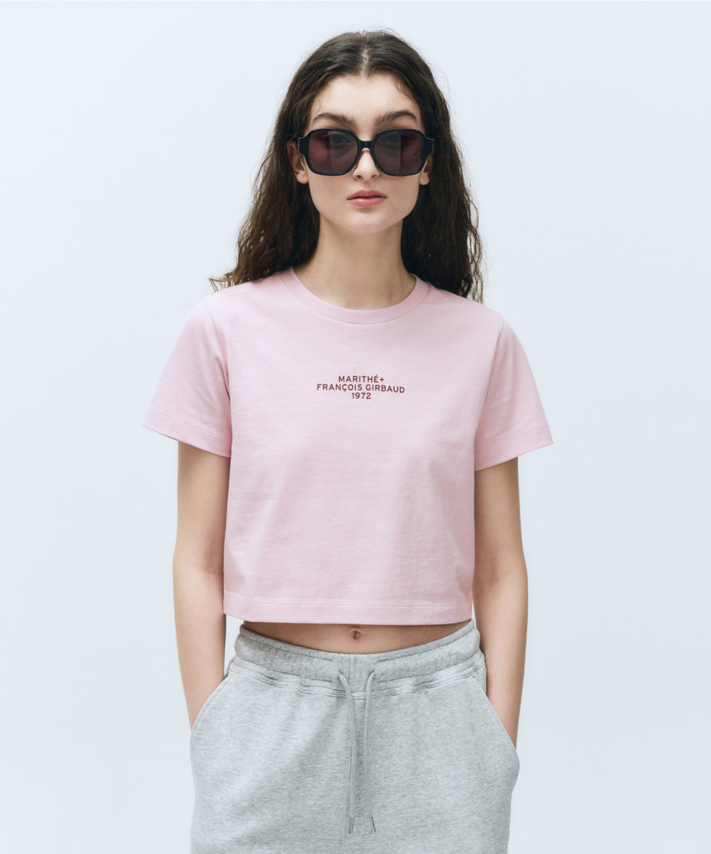 Marithe & Francois Girbaud - Lettering Crop Tee (Gray Pink) product image 1 | TRAB K-Fashion Australia