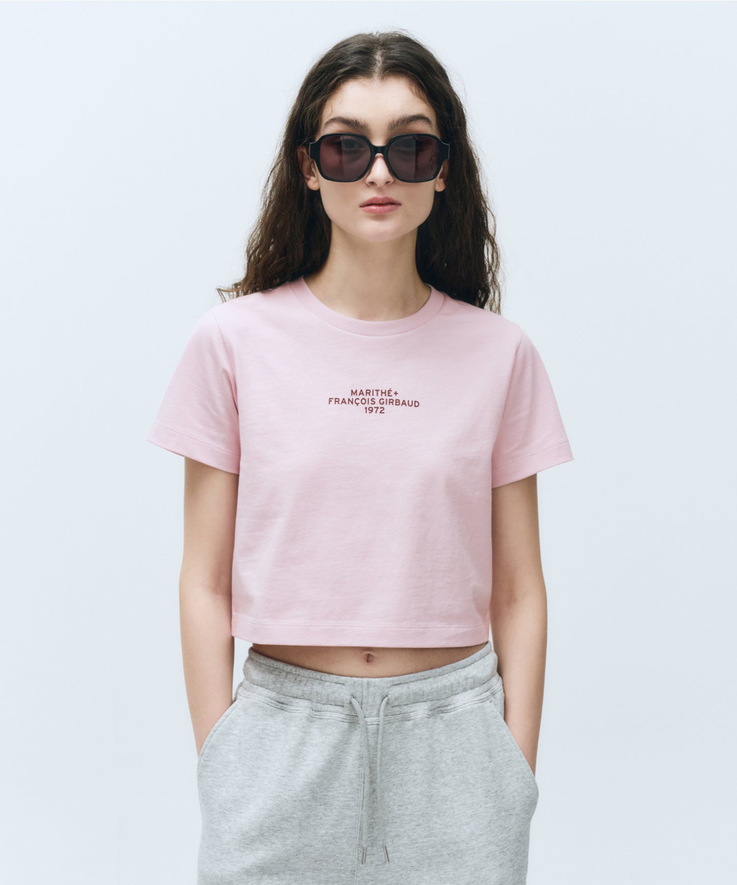 Marithe & Francois Girbaud - Lettering Crop Tee (Gray Pink) product image 1 | TRAB K-Fashion Australia