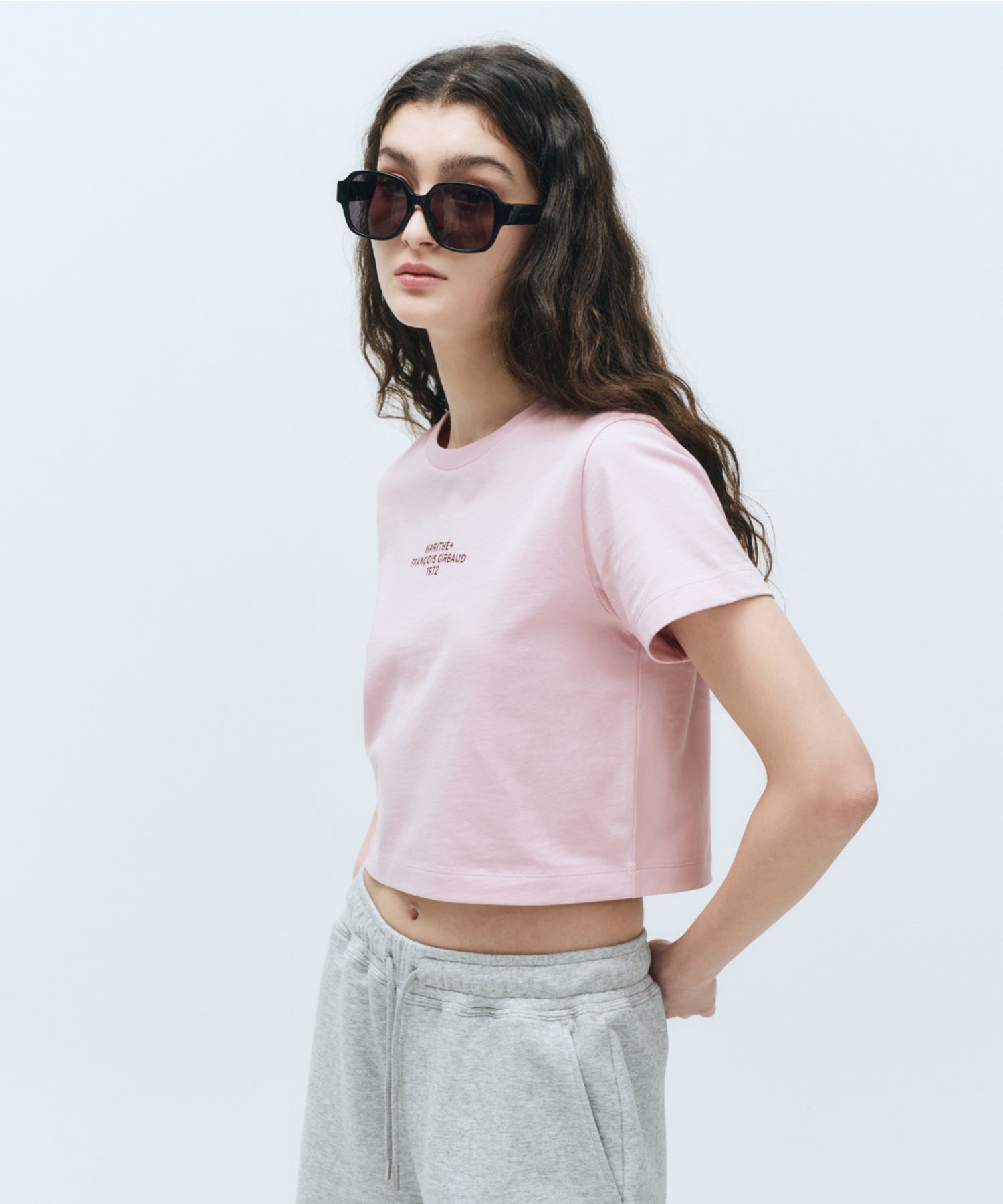 Marithe & Francois Girbaud - Lettering Crop Tee (Gray Pink) product image 2 | TRAB K-Fashion Australia