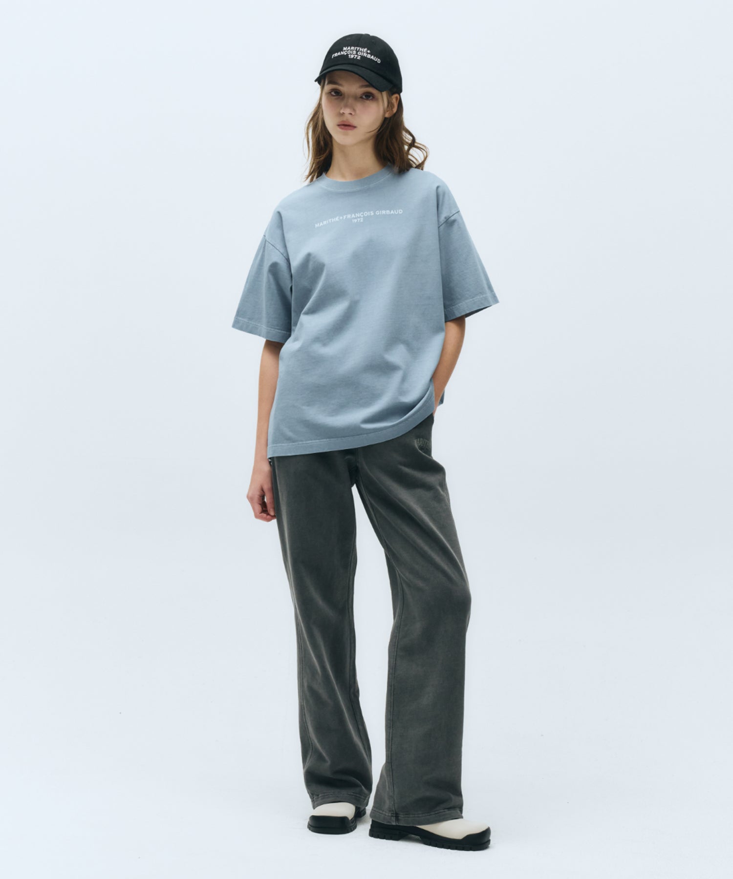 Marithe & Francois Girbaud - Lettering Logo Pigment Oversized Tee (Vintage Blue) product image 4 | TRAB K-Fashion Australia