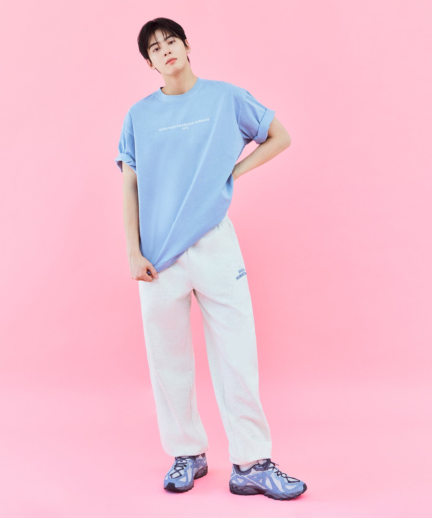 Marithe & Francois Girbaud - Lettering Logo Pigment Oversized Tee (Vintage Blue) product image 2 | TRAB K-Fashion Australia