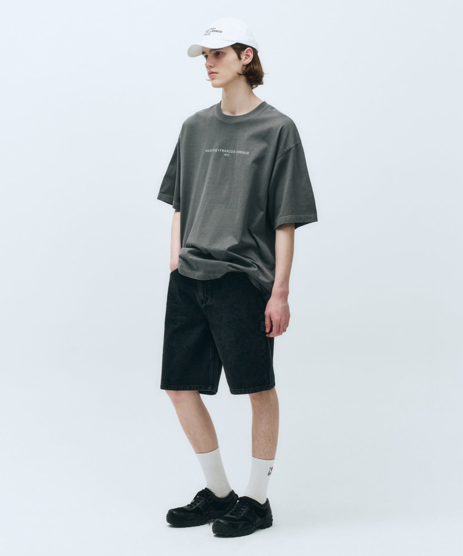 Marithe & Francois Girbaud - Lettering Logo Pigment Oversized Tee (Charcoal) product image 5 | TRAB K-Fashion Australia