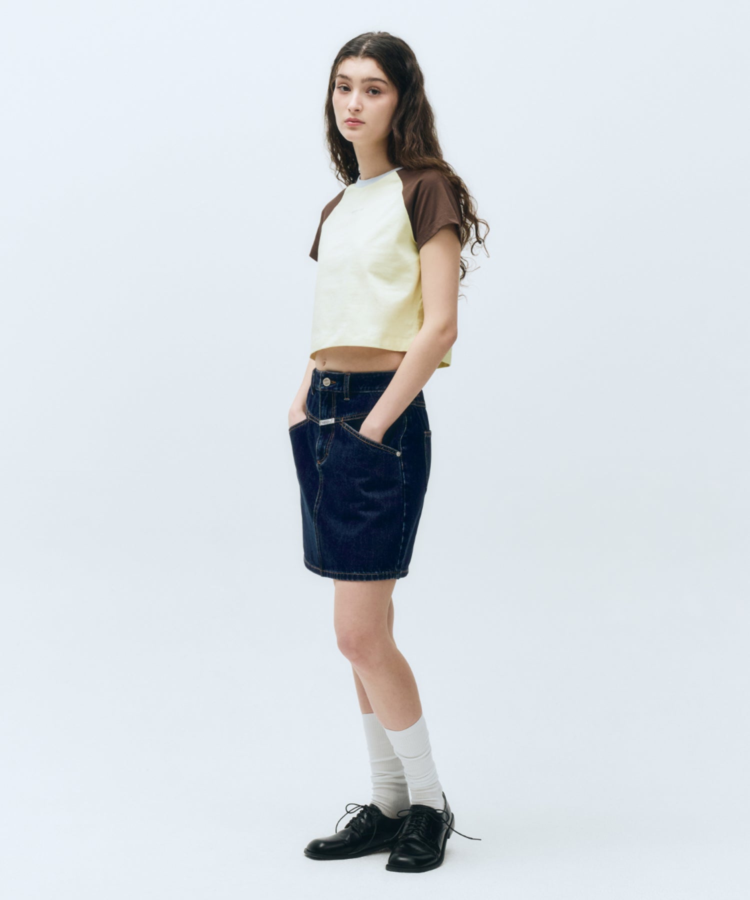 Marithe & Francois Girbaud - 2-tone Raglan Crop Tee (Brown) product image 5 | TRAB K-Fashion Australia