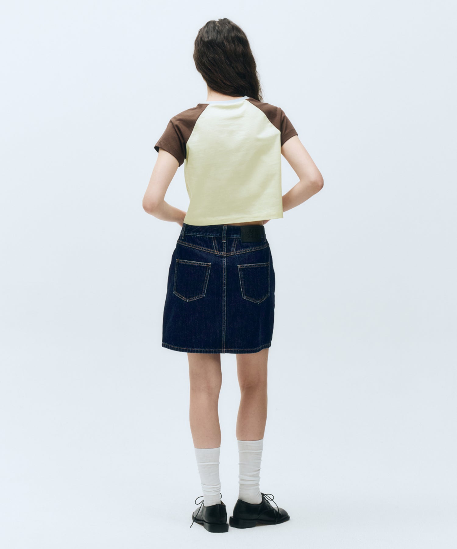 Marithe & Francois Girbaud - 2-tone Raglan Crop Tee (Brown) product image 6 | TRAB K-Fashion Australia