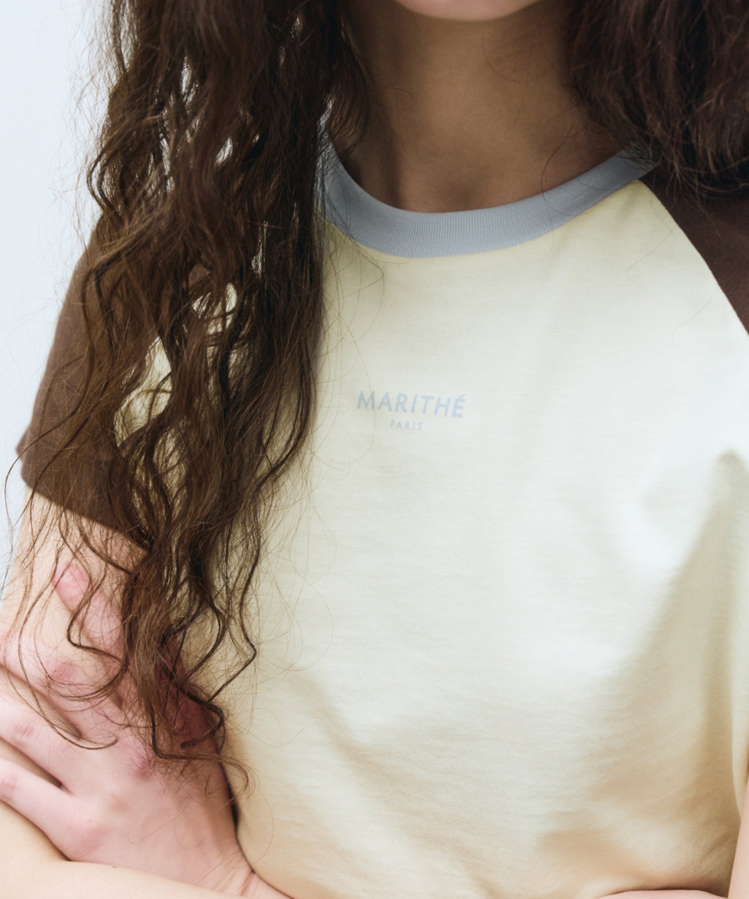 Marithe & Francois Girbaud - 2-tone Raglan Crop Tee (Brown) product image 3 | TRAB K-Fashion Australia