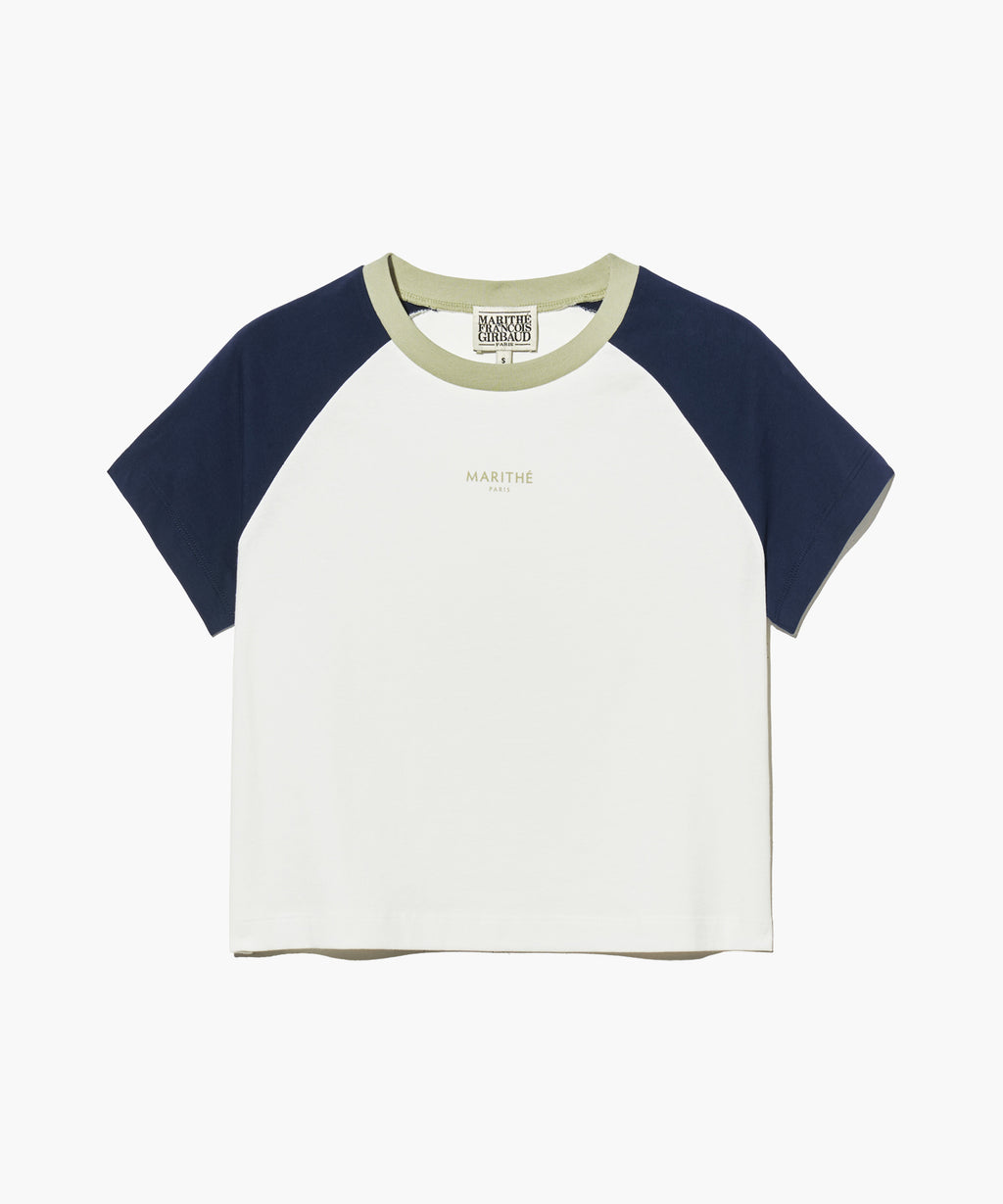 Marithe & Francois Girbaud - 2-tone Raglan Crop Tee (Navy) product image 7 | TRAB K-Fashion Australia