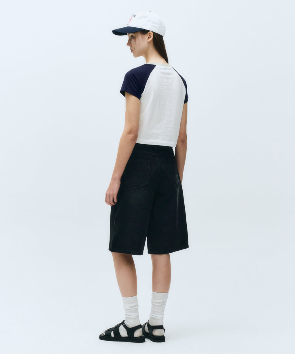 Marithe & Francois Girbaud - 2-tone Raglan Crop Tee (Navy) product image 6 | TRAB K-Fashion Australia