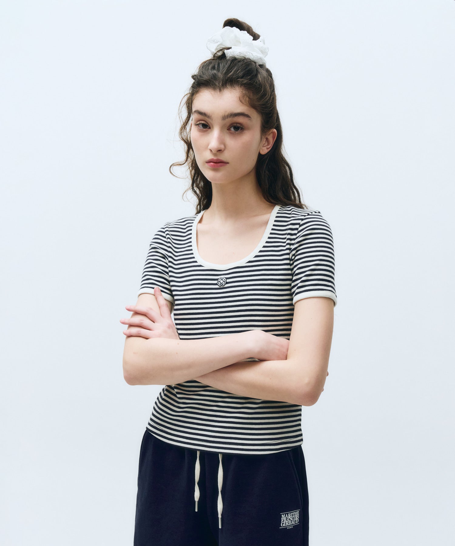 Marithe & Francois Girbaud - Deep Neck Ringer Tee (Navy) product image 1 | TRAB K-Fashion Australia