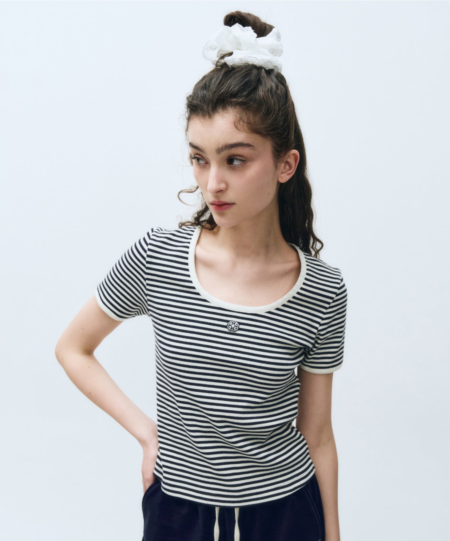 Marithe & Francois Girbaud - Deep Neck Ringer Tee (Navy) product image 2 | TRAB K-Fashion Australia