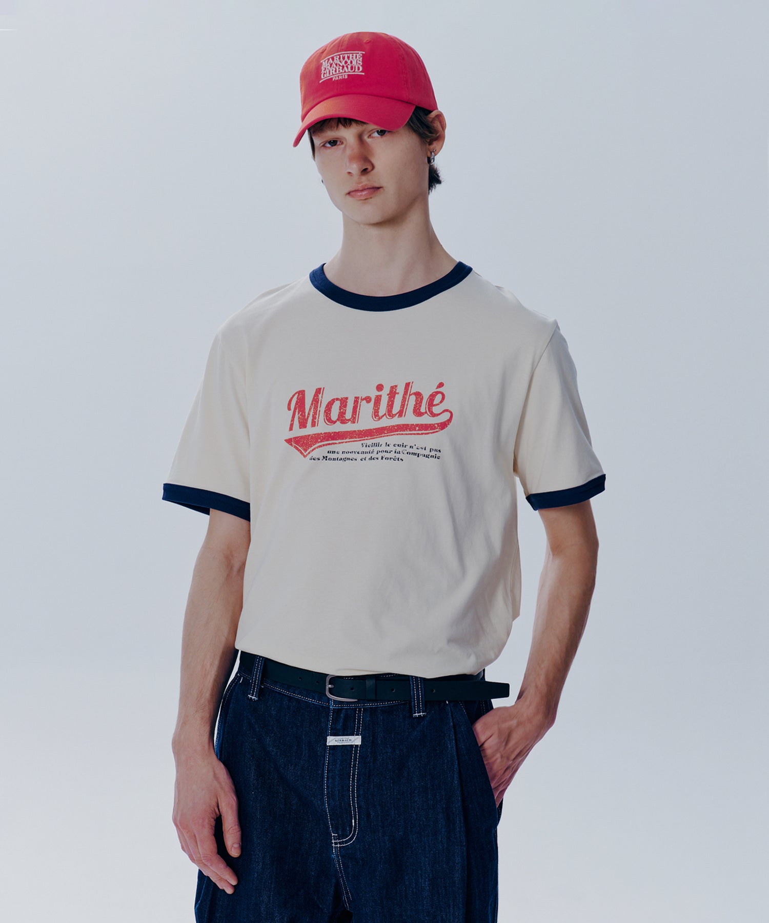 Marithe & Francois Girbaud - Vintage Baseball Ringer Tee (Ivory) product image 1 | TRAB K-Fashion Australia