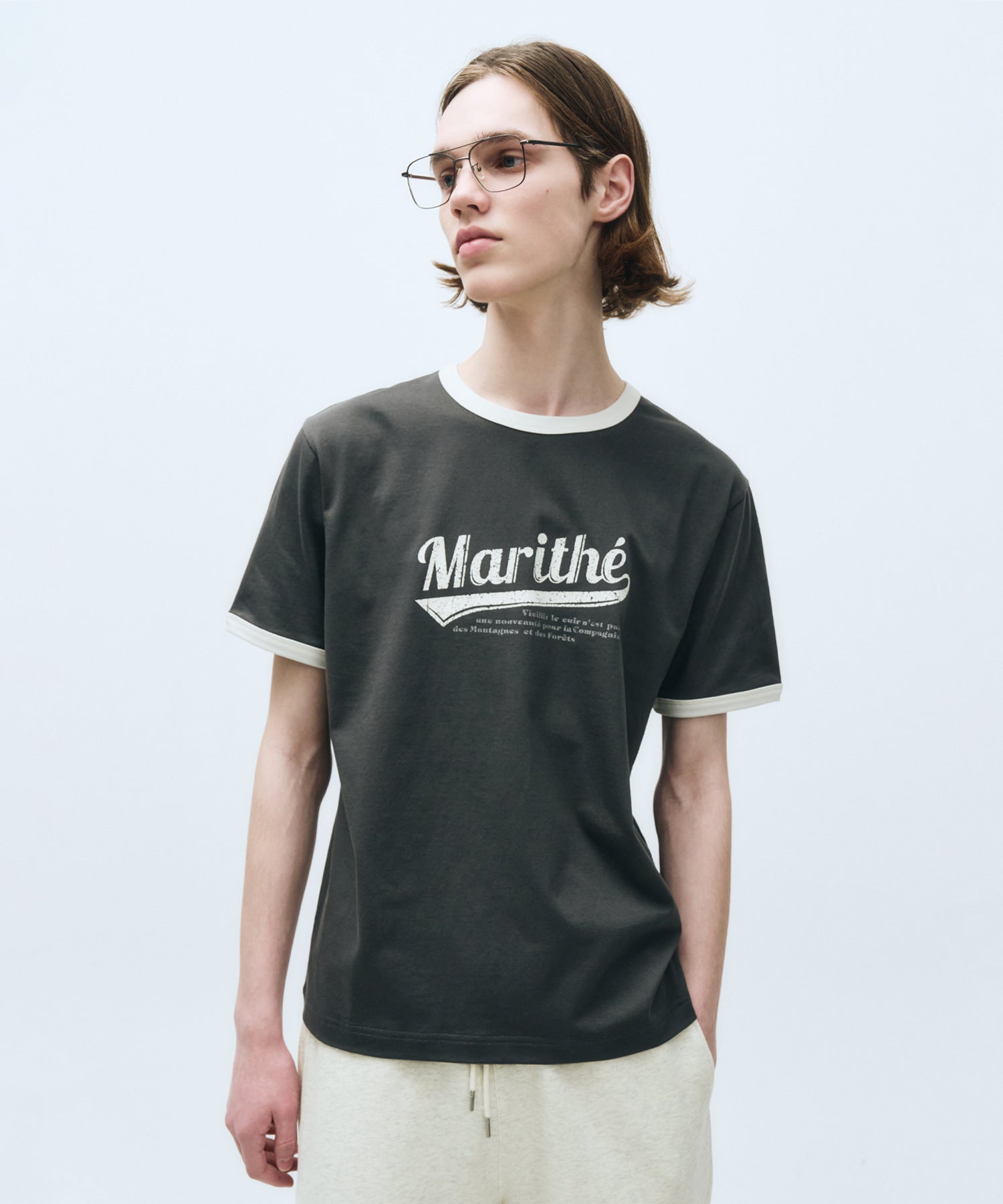 Marithe & Francois Girbaud - Vintage Baseball Ringer Tee (Charcoal) product image 1 | TRAB K-Fashion Australia