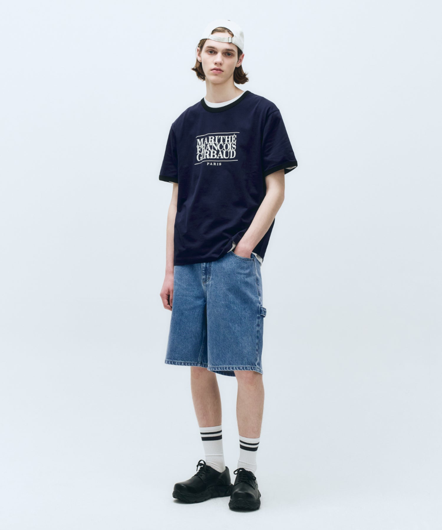 Marithe & Francois Girbaud - Carpenter Denim Shorts (Blue) product image 1 | TRAB K-Fashion Australia