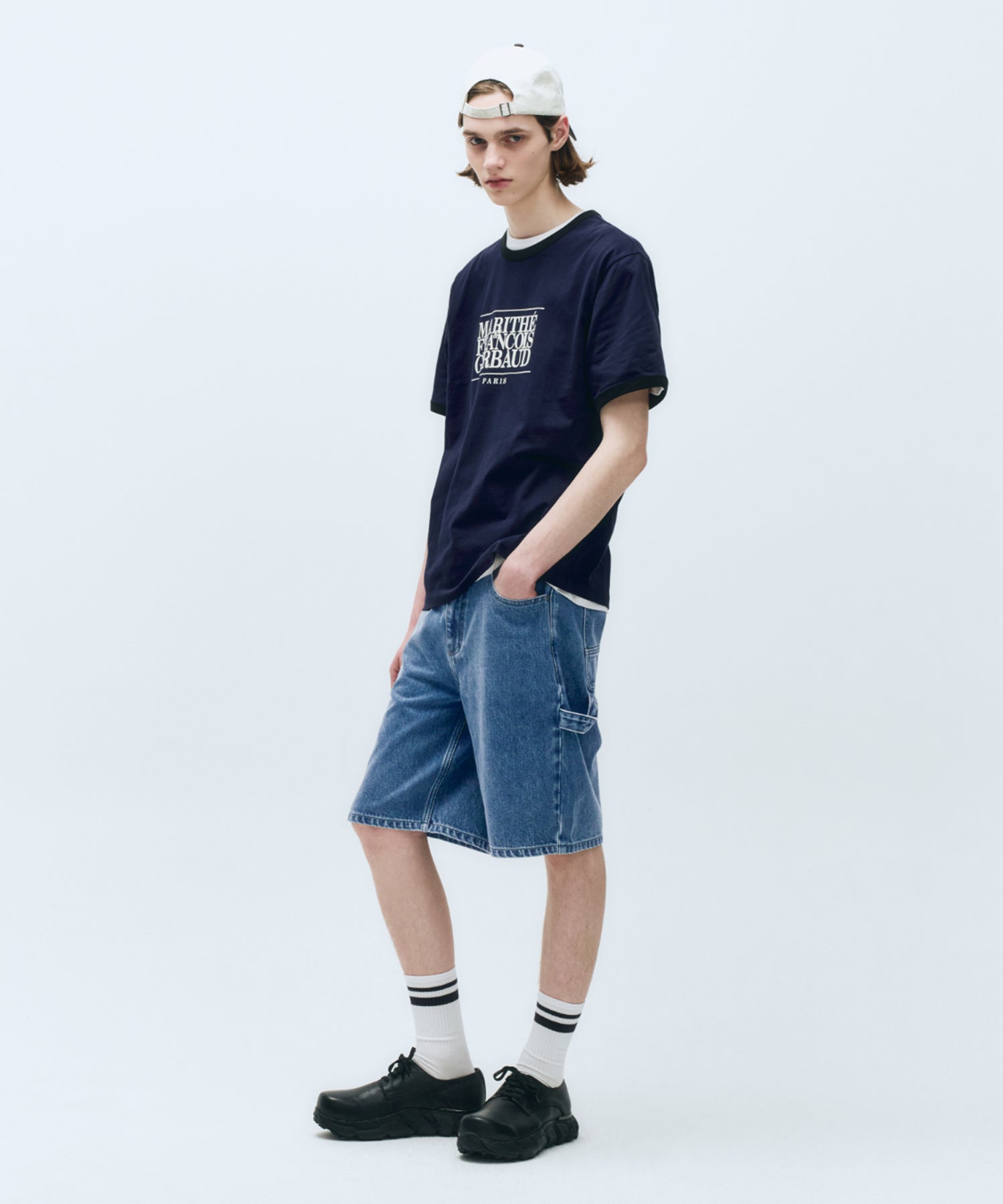 Marithe & Francois Girbaud - Carpenter Denim Shorts (Blue) product image 2 | TRAB K-Fashion Australia