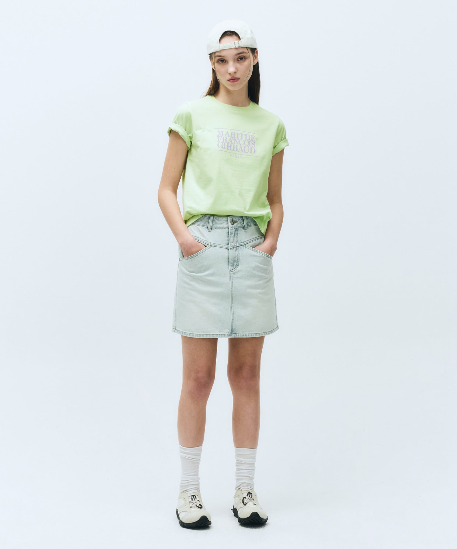Marithe & Francois Girbaud - Straight Denim Mini Skirt (Light Blue) product image 1 | TRAB K-Fashion Australia