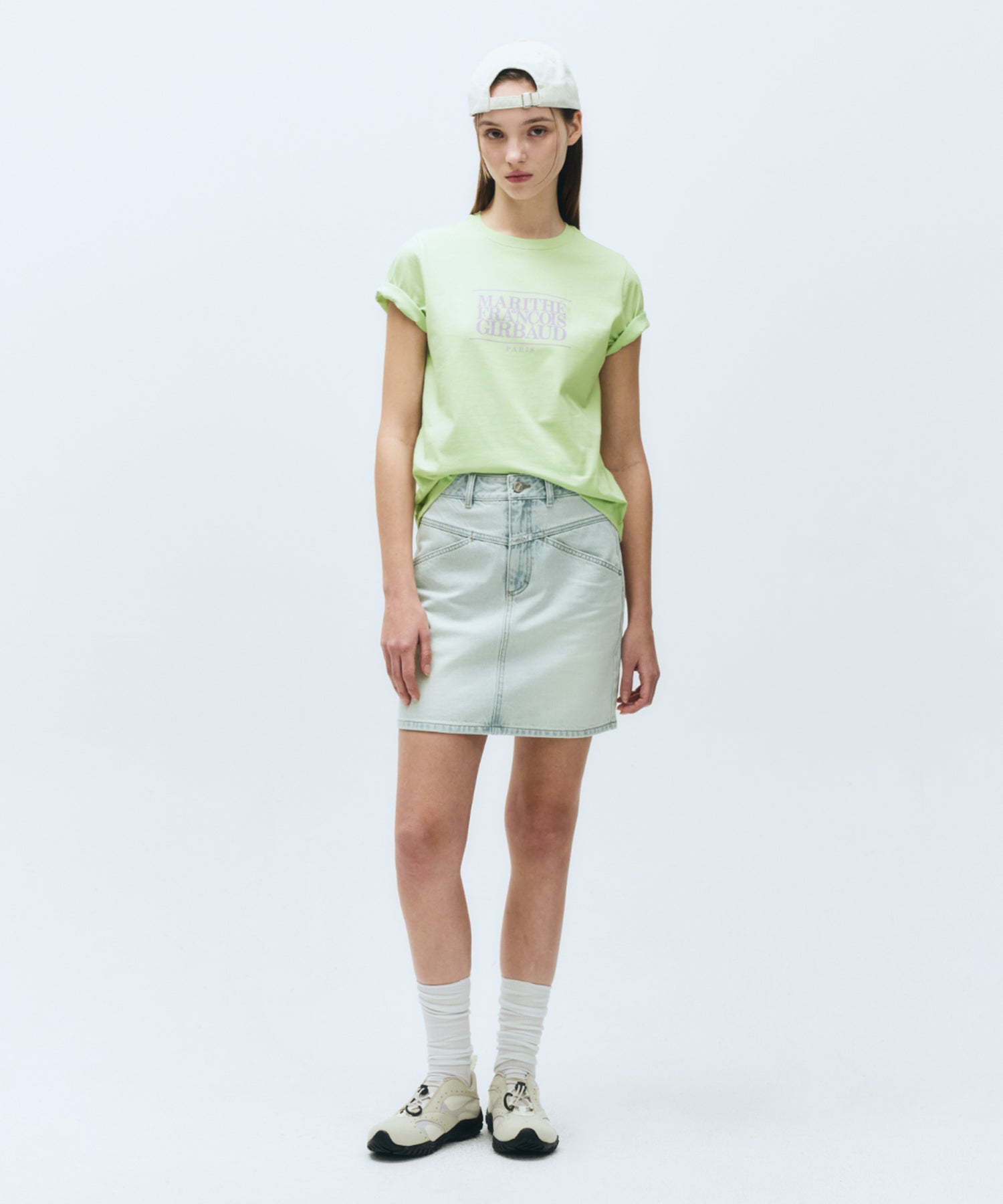 Marithe & Francois Girbaud - Straight Denim Mini Skirt (Light Blue) product image 2 | TRAB K-Fashion Australia