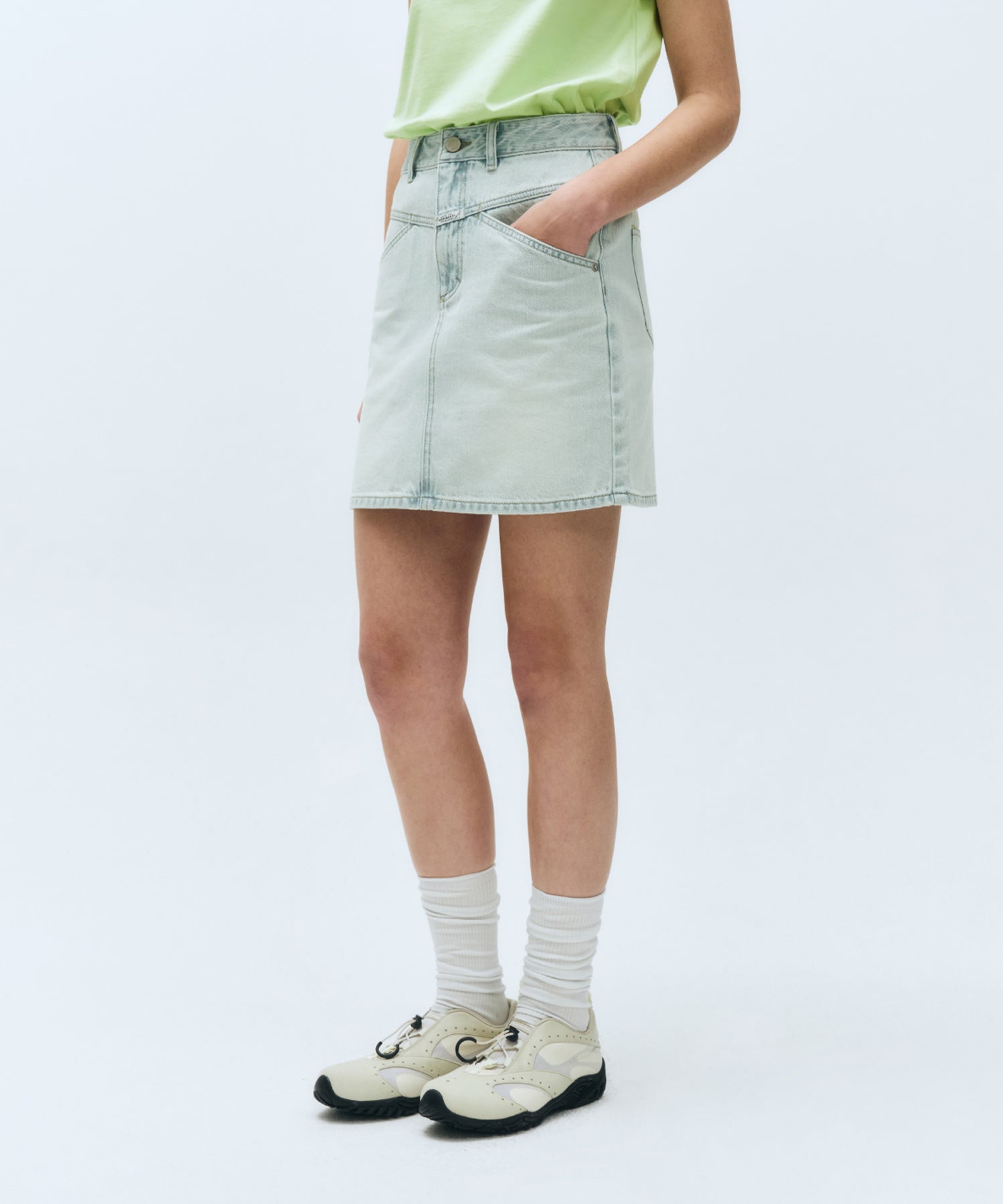 Marithe & Francois Girbaud - Straight Denim Mini Skirt (Light Blue) product image 6 | TRAB K-Fashion Australia