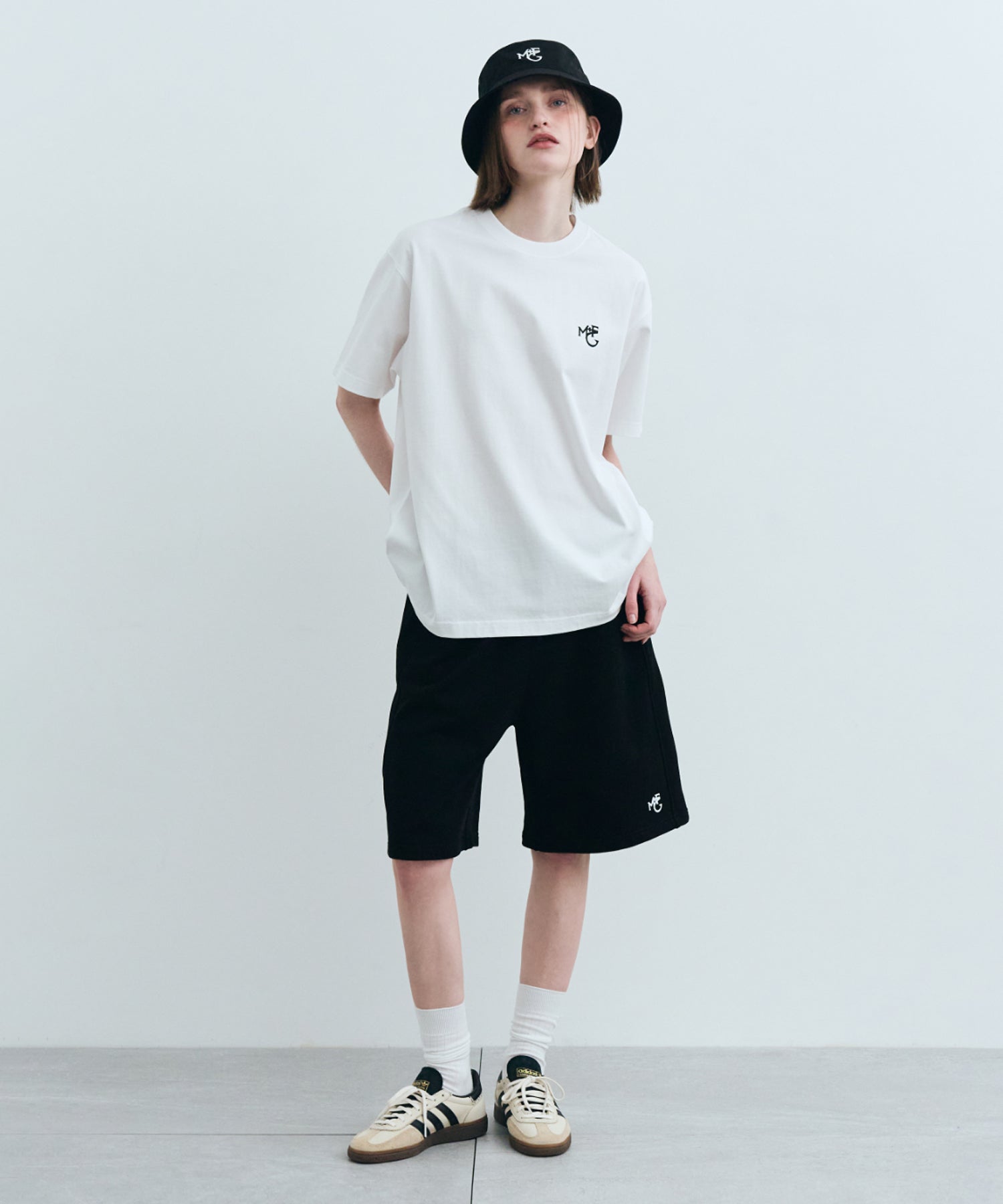 Marithe & Francois Girbaud - Monogramme M+fg Logo Sweat Shorts (Black) product image 2 | TRAB K-Fashion Australia