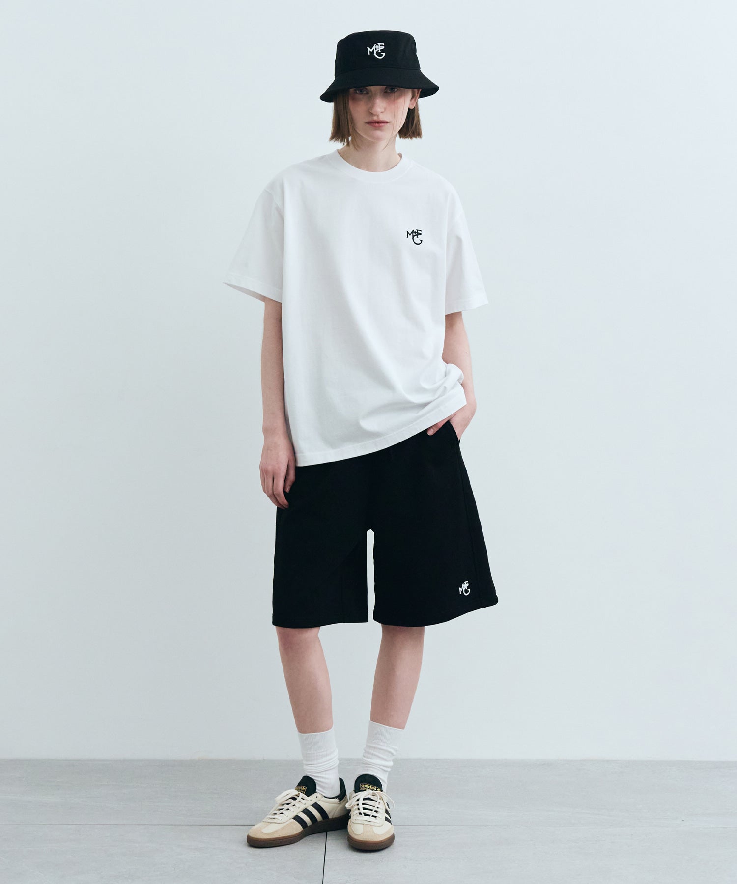 Marithe & Francois Girbaud - Monogramme M+fg Logo Sweat Shorts (Black) product image 1 | TRAB K-Fashion Australia