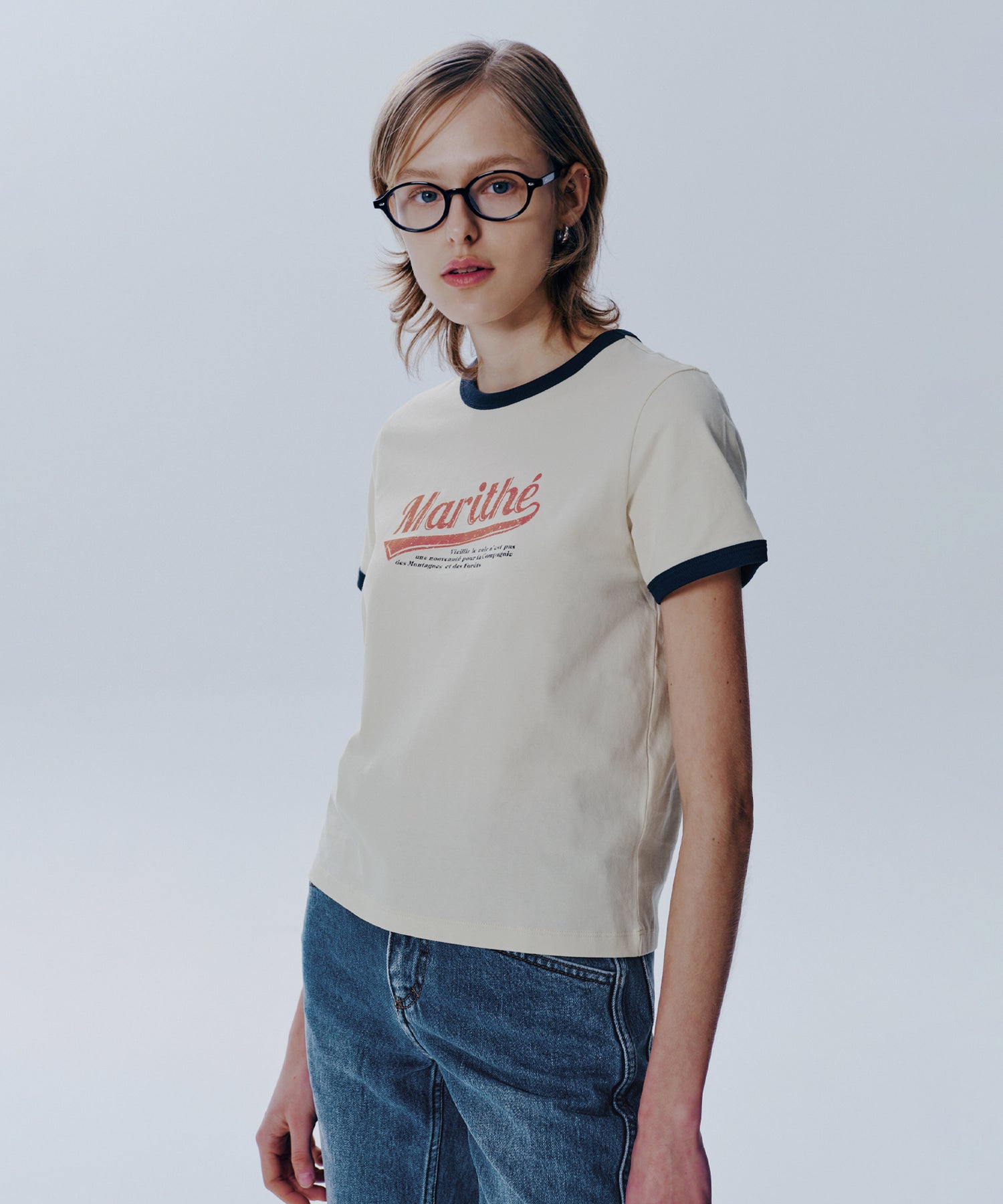 Marithe & Francois Girbaud - Vintage Baseball Ringer Tee (Ivory) product image 2 | TRAB K-Fashion Australia