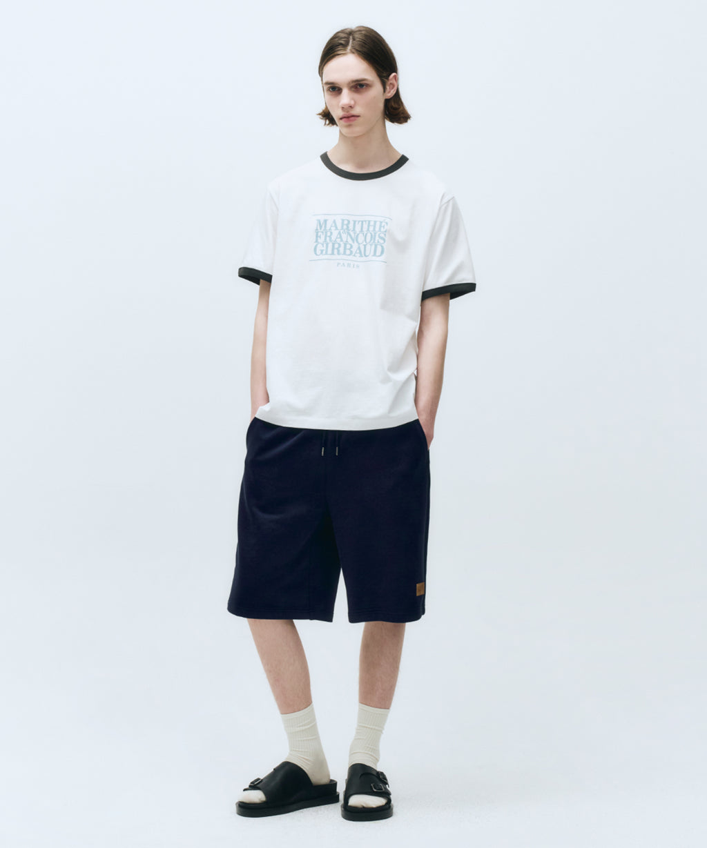 Marithe & Francois Girbaud - Classic Logo Leather Patch Sweat Shorts (Navy) product image 1 | TRAB K-Fashion Australia