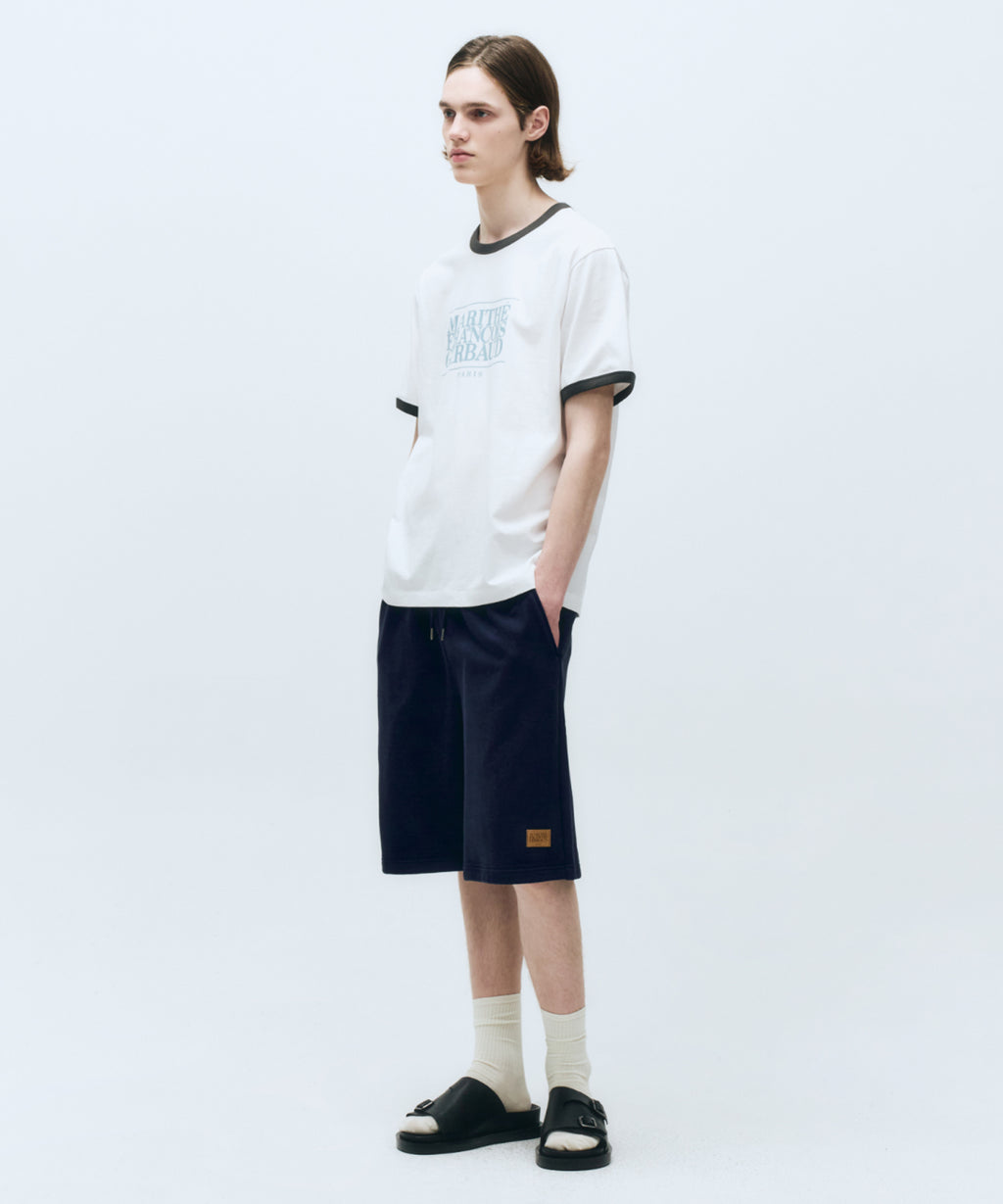 Marithe & Francois Girbaud - Classic Logo Leather Patch Sweat Shorts (Navy) product image 2 | TRAB K-Fashion Australia