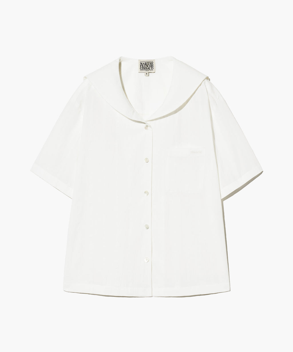 Marithe & Francois Girbaud - Marine Half Sleeve Shirt (White) product image 1 | TRAB K-Fashion Australia