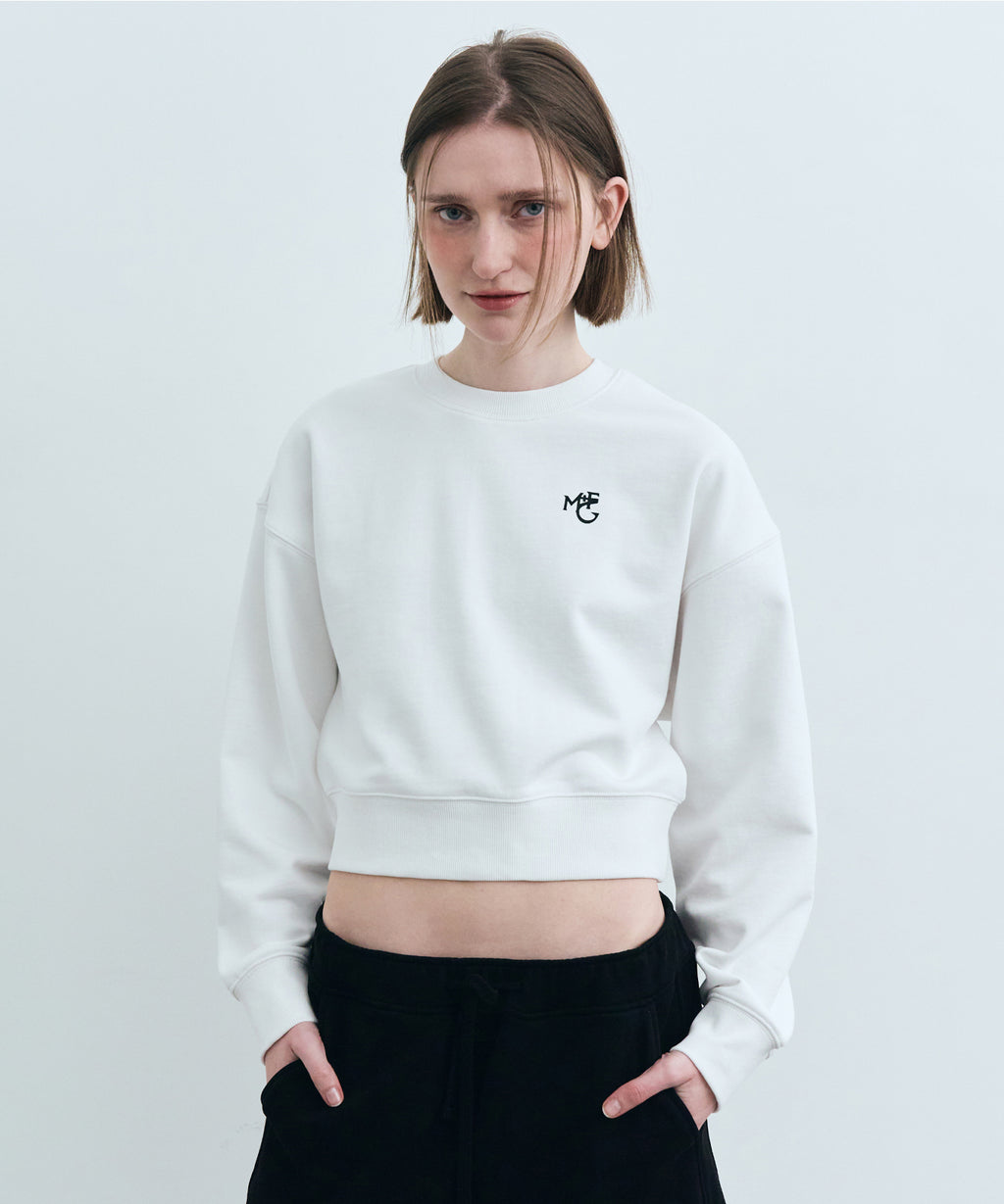 Marithe & Francois Girbaud - Monogramme M+fg Logo Crop Sweatshirt (White) product image 1 | TRAB K-Fashion Australia