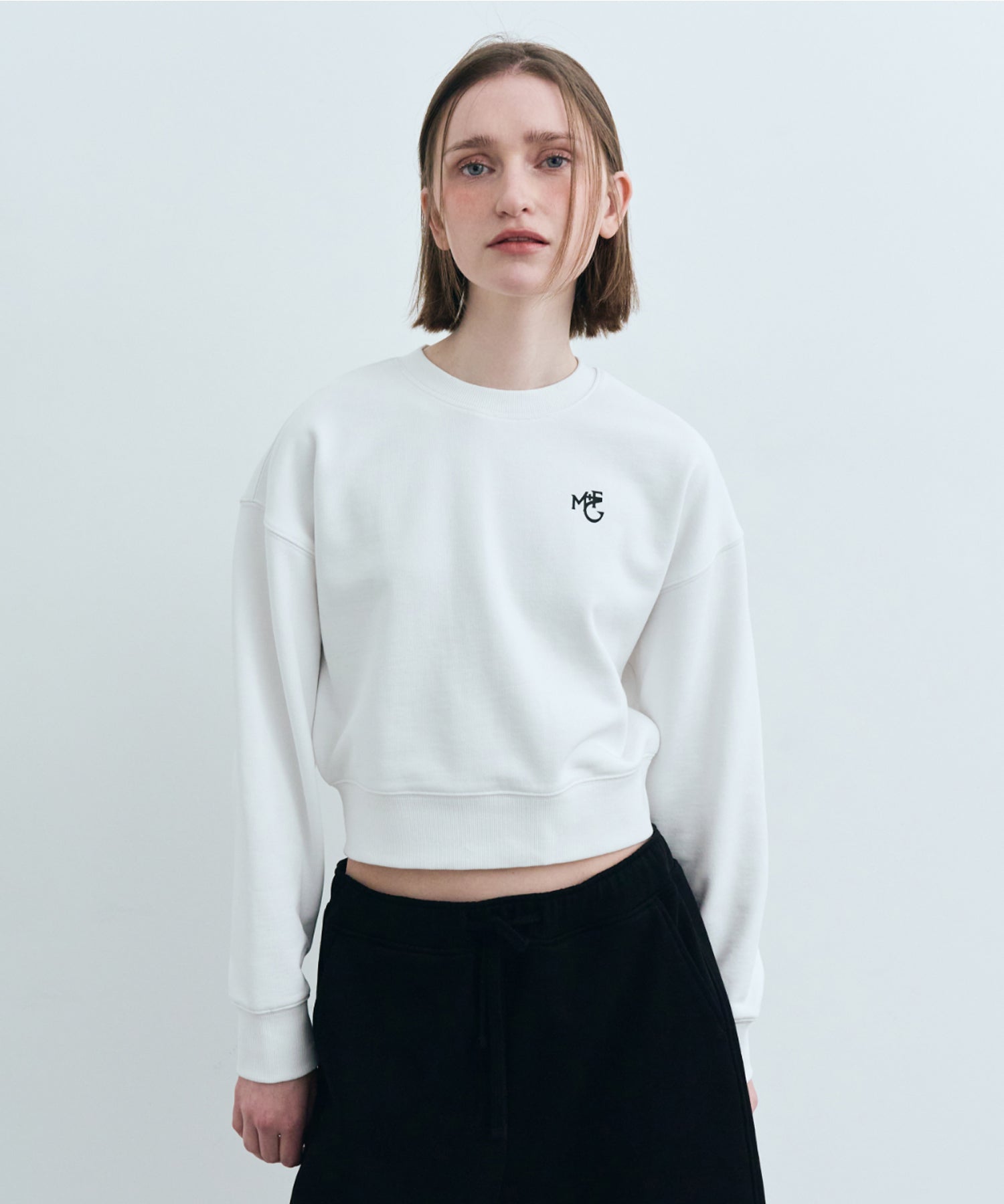 Marithe & Francois Girbaud - Monogramme M+fg Logo Crop Sweatshirt (White) product image 2 | TRAB K-Fashion Australia