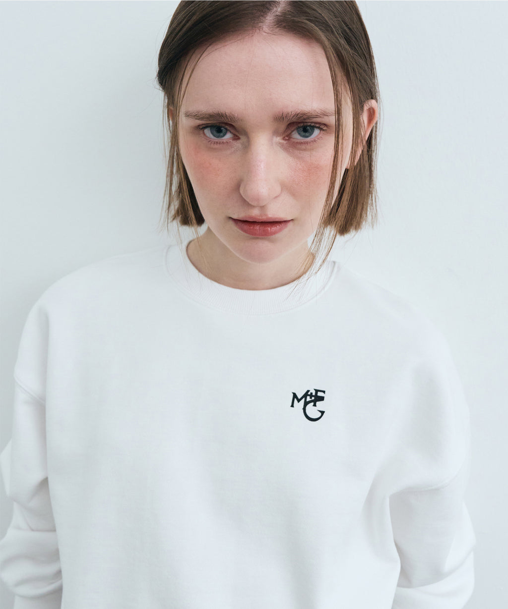 Marithe & Francois Girbaud - Monogramme M+fg Logo Crop Sweatshirt (White) product image 3 | TRAB K-Fashion Australia