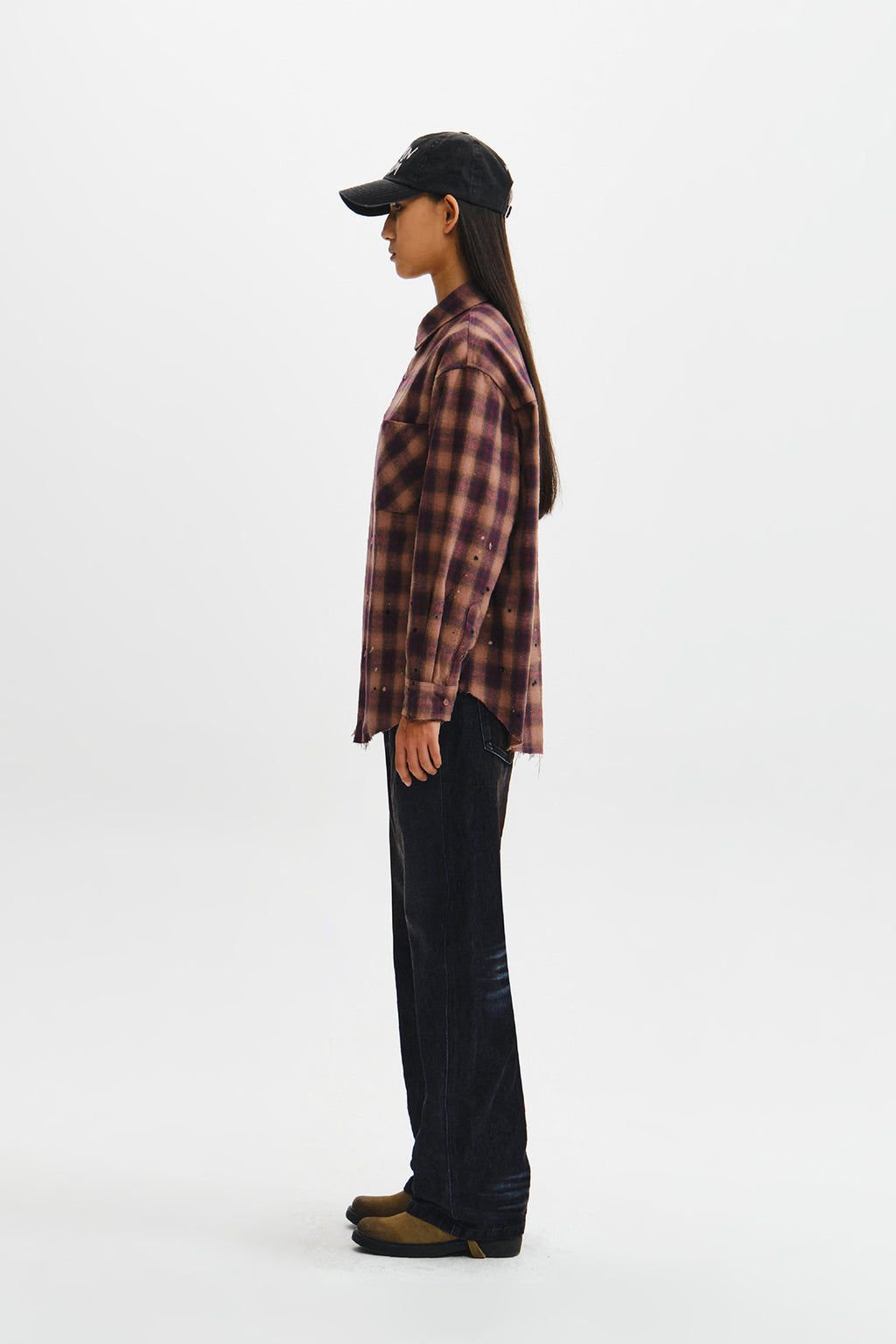 Matin Kim - Paint Effect Flannel Check Shirt (Indian Pink) product image 9 | TRAB K-Fashion Australia