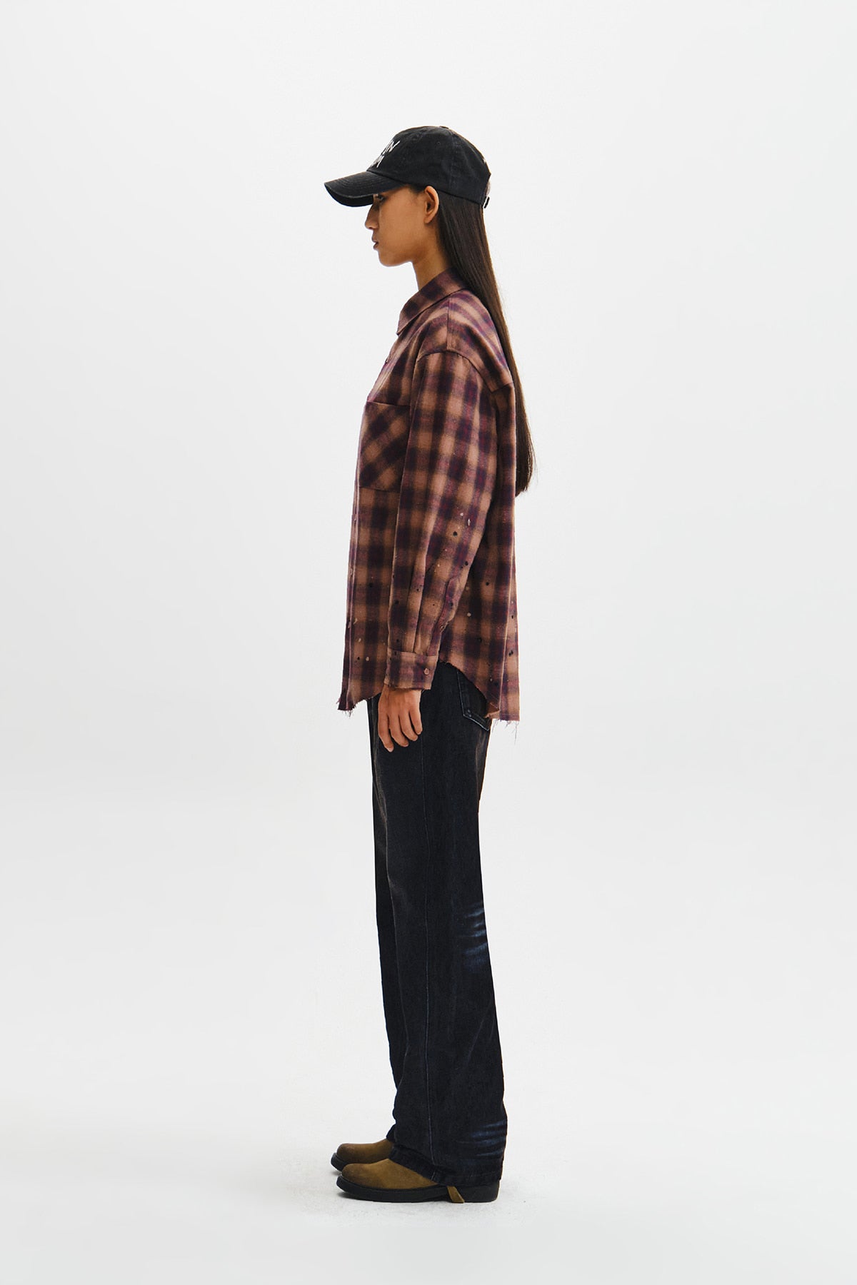 Matin Kim - Paint Effect Flannel Check Shirt (Indian Pink) product image 9 | TRAB K-Fashion Australia