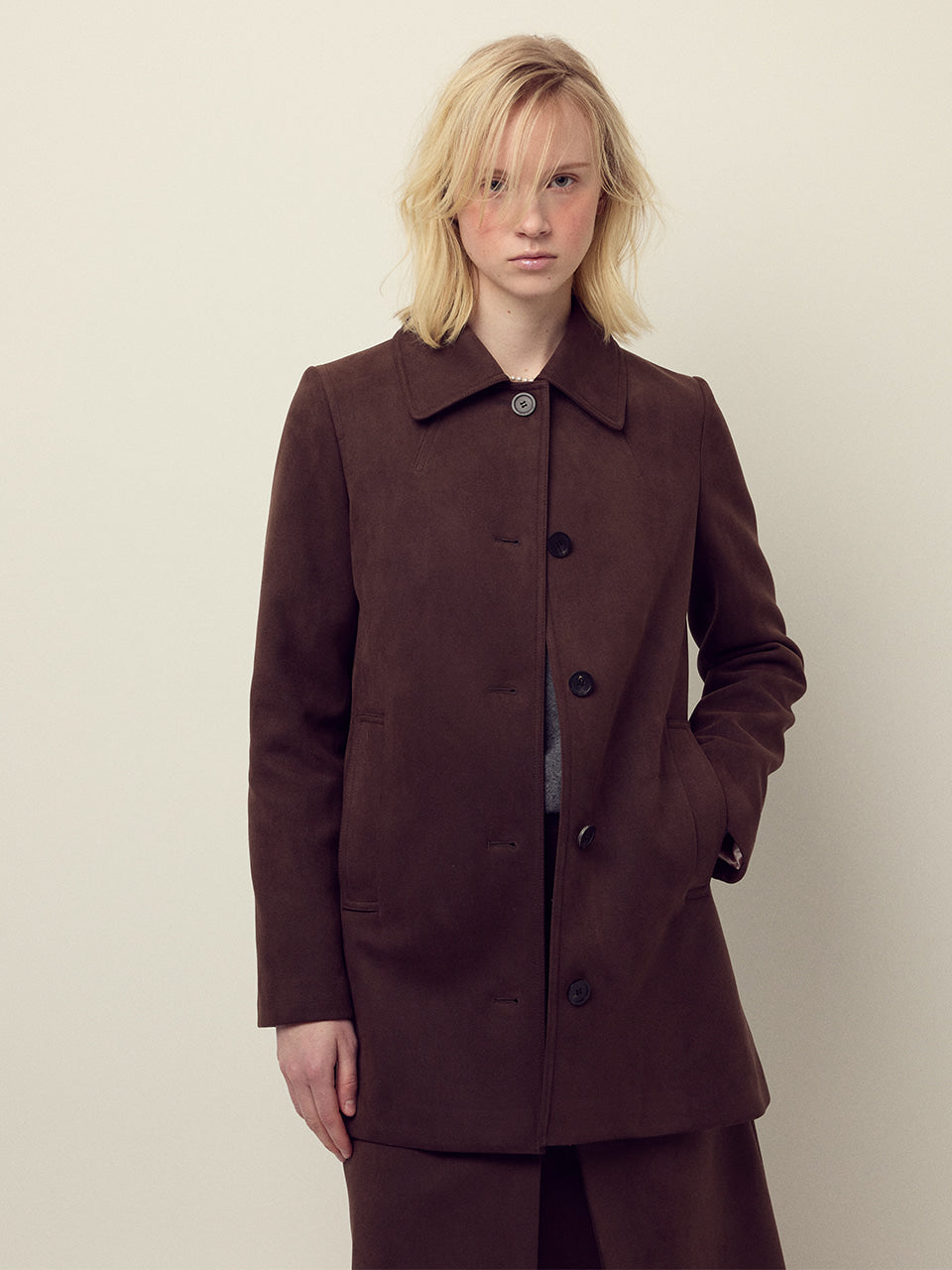 Mardi Mercredi - Suede A Line Jacket (Brown) product image 1 | TRAB K-Fashion Australia