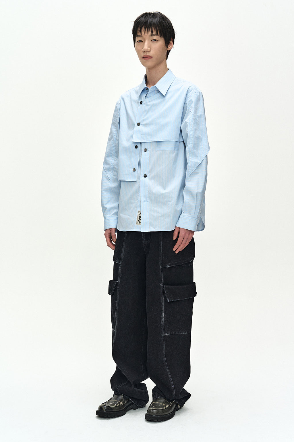 Andersson Bell - Belt Layered Cargo Wide-Leg Jeans (Black) product image 11 | TRAB K-Fashion Australia