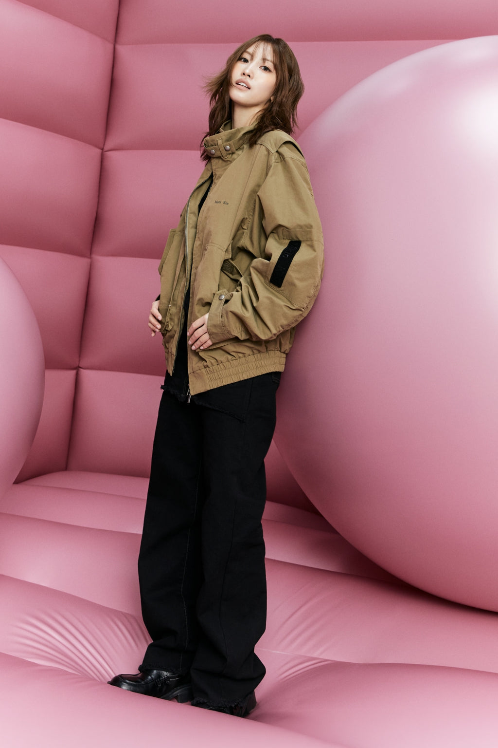 Matin Kim - Skirt Overlay Denim Pants (Black) product image 1 | TRAB K-Fashion Australia