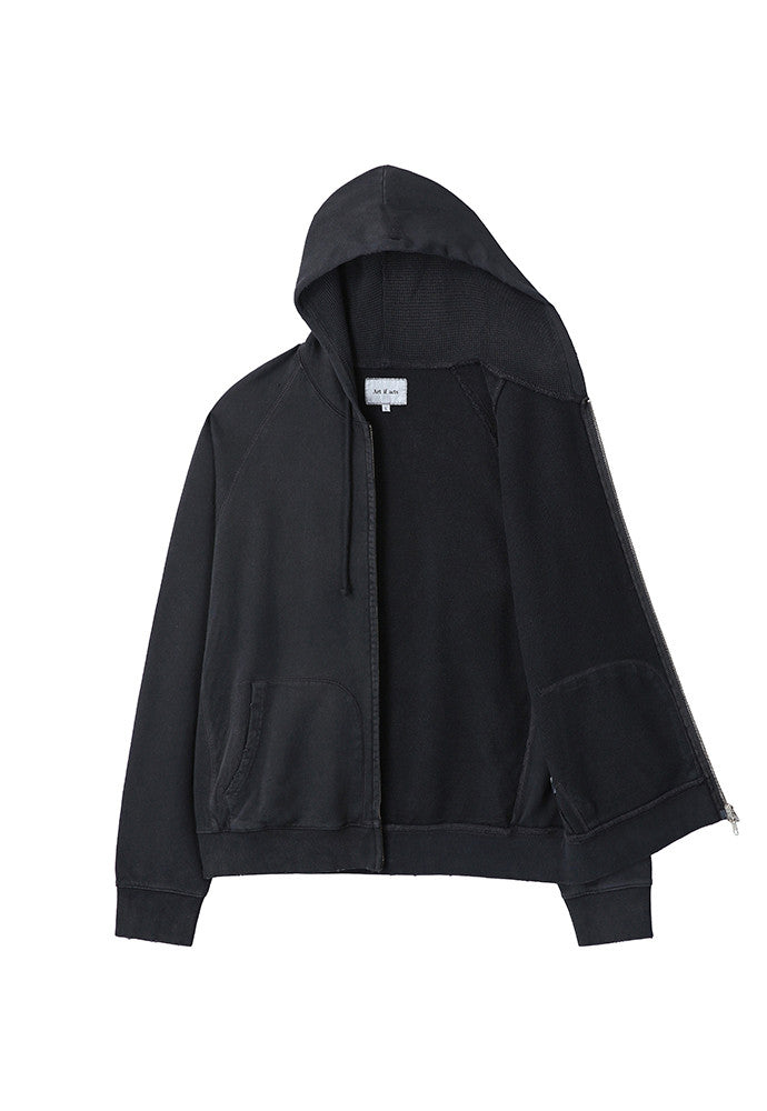 Art if acts - Garment Dyed Sweat Hooded Zip-Up (Black) product image 8 | TRAB K-Fashion Australia