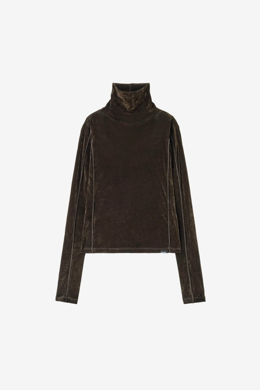 Insilence - Velvet Mesh Turtleneck T-Shirt (Brown) product image 7 | TRAB K-Fashion Australia