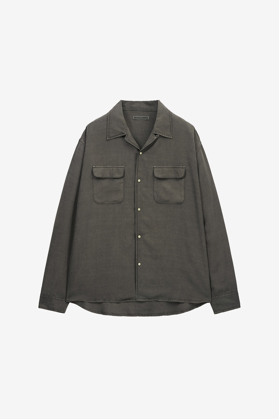 Insilence - Tencel Gabardine Open Collar Shirts (Olive Grey) product image 7 | TRAB K-Fashion Australia