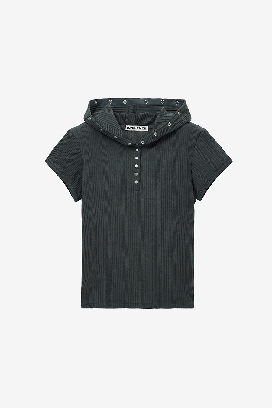 Insilence - Slim Snap Hoodie Top (Charcoal) product image 7 | TRAB K-Fashion Australia