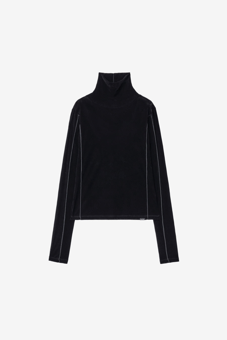 Insilence - Velvet Mesh Turtleneck T-Shirt (Black) product image 7 | TRAB K-Fashion Australia