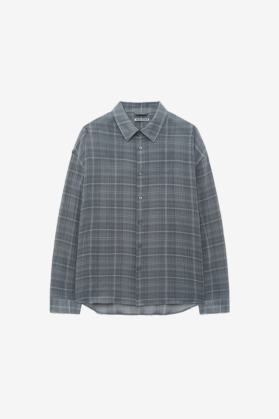 Insilence - Damaged Seer Check Shirts (Grey) product image 7 | TRAB K-Fashion Australia