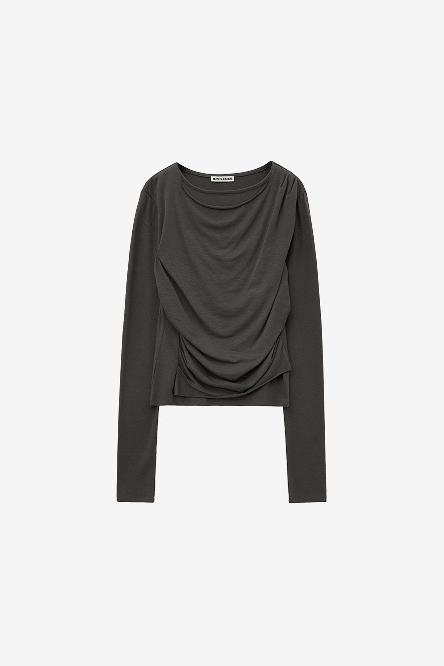 Insilence - Draping Boat Neck Long Sleeve (Charcoal) product image 7 | TRAB K-Fashion Australia