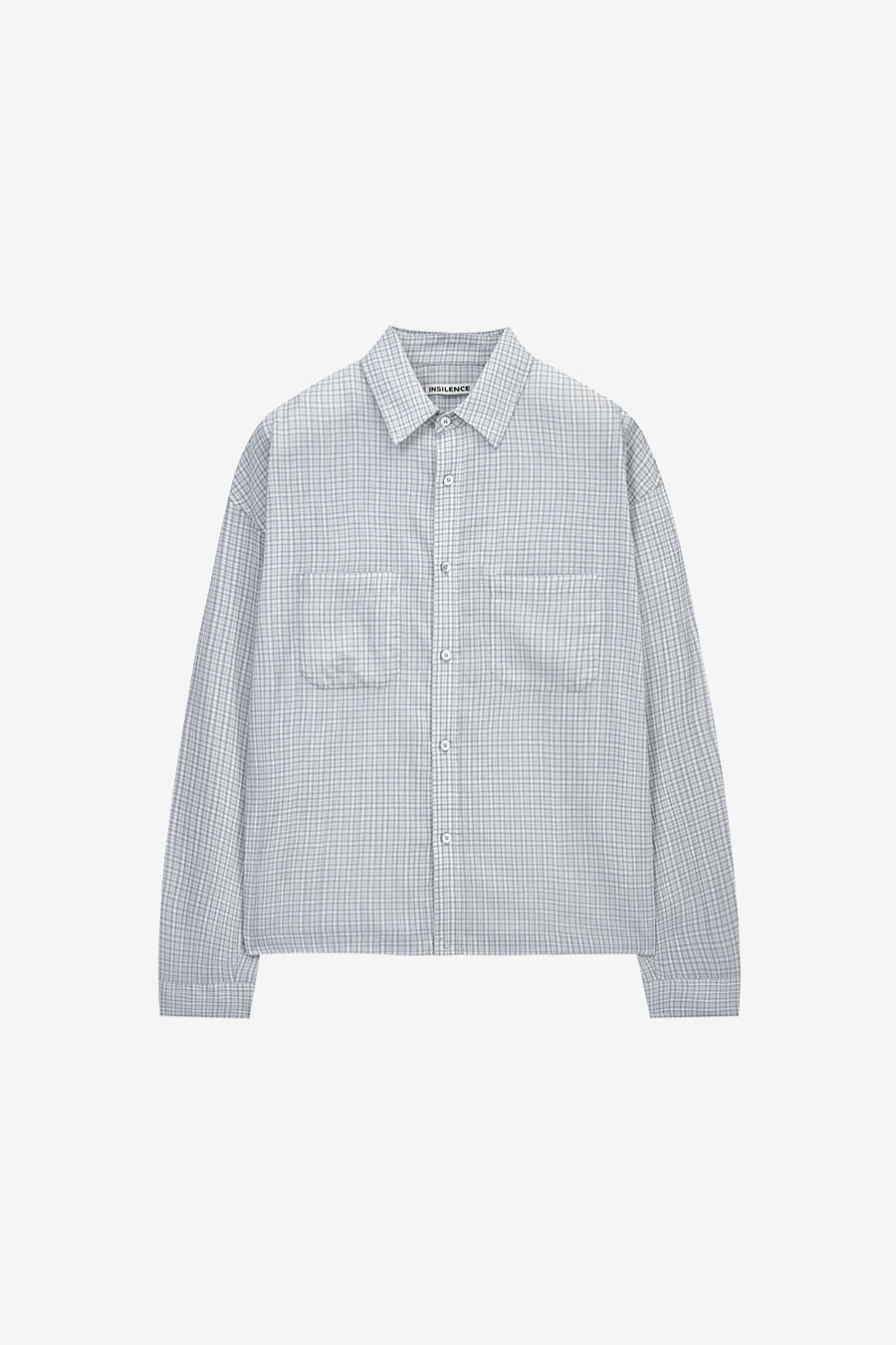 Insilence - Lightweight Crop Check Shirt (Light Grey) product image 7 | TRAB K-Fashion Australia