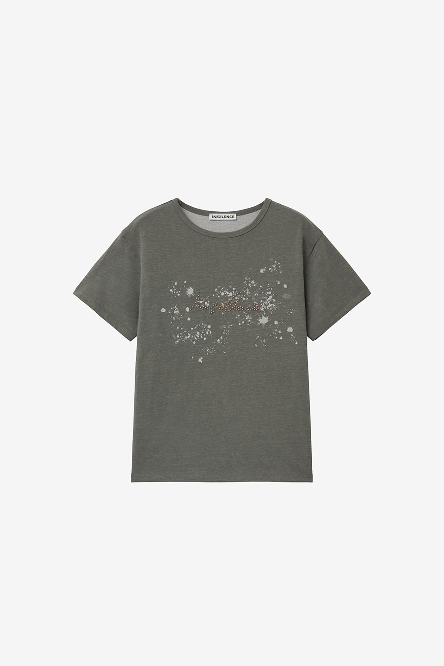 Insilence - Lettering Hotfix T-shirt (Khaki) product image 7 | TRAB K-Fashion Australia