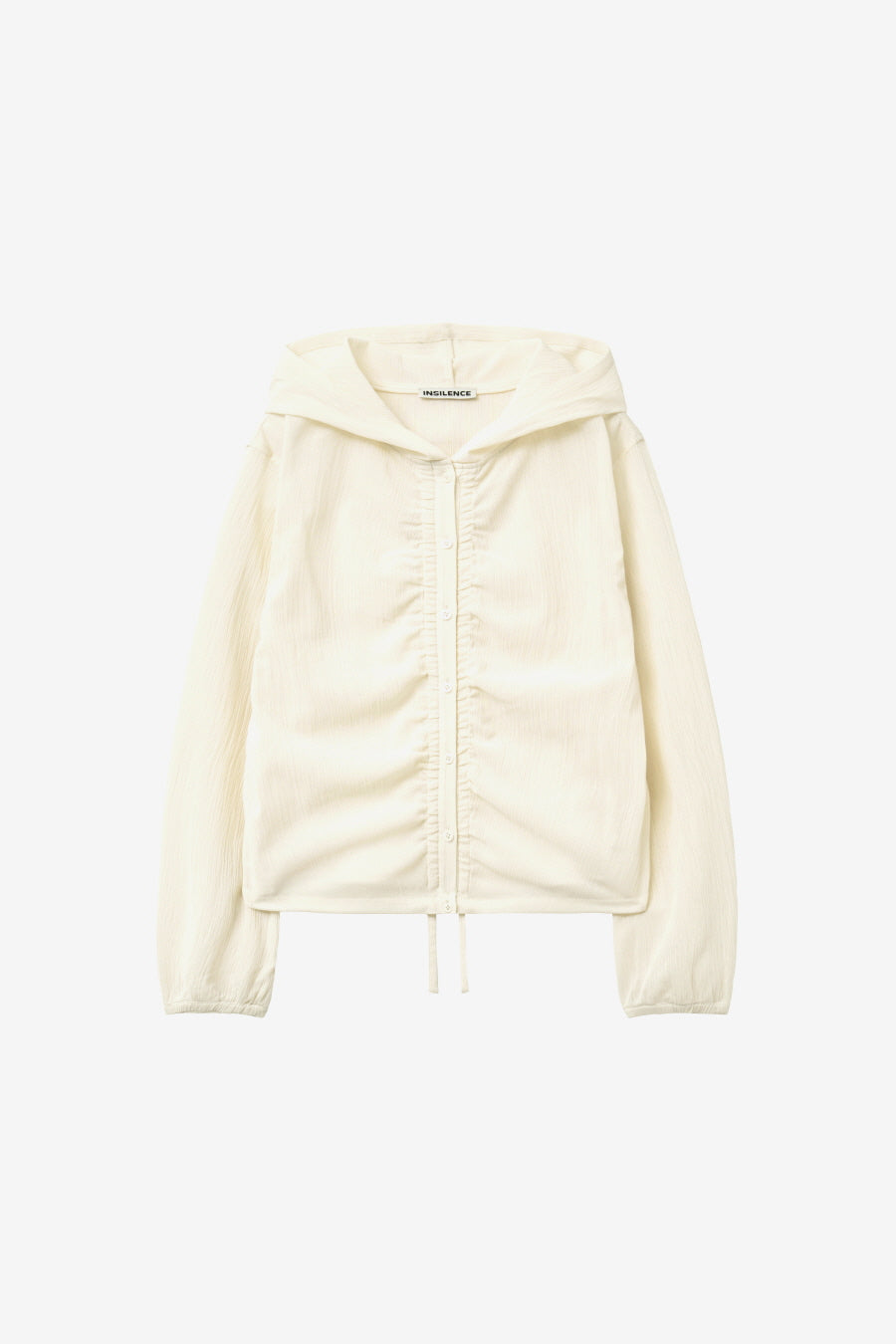 Insilence - Textured Shirring Hooded Shacket (Light Beige) product image 9 | TRAB K-Fashion Australia