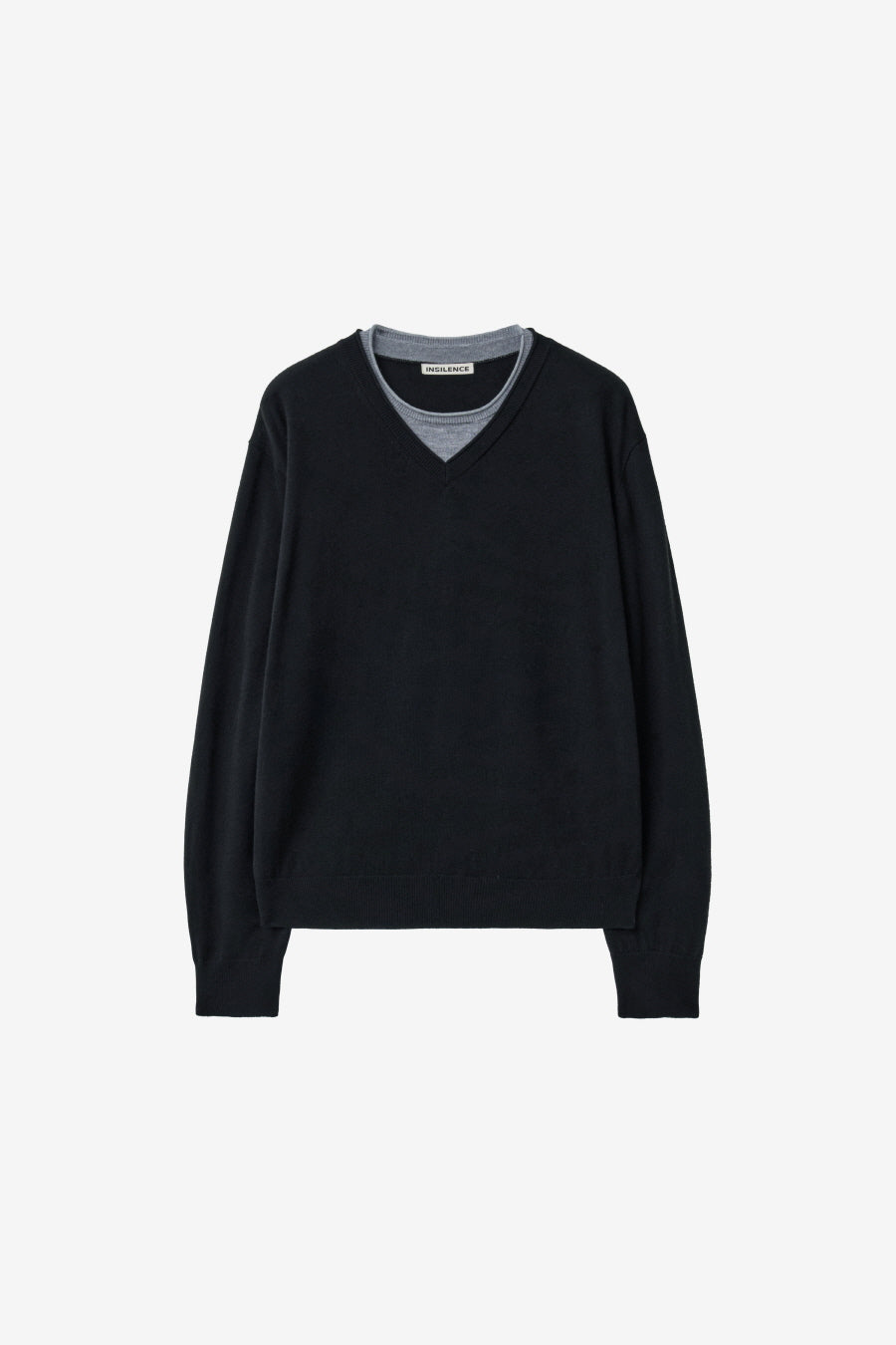 Insilence - Double-layered V-neck Knit (Black) product image 7 | TRAB K-Fashion Australia