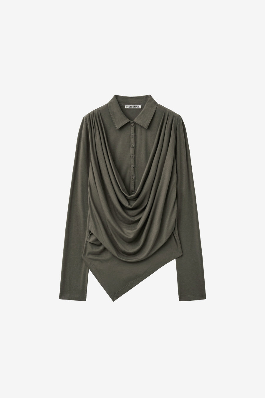 Insilence - Cowl Henley-Neck Long-Sleeve (Khaki) product image 7 | TRAB K-Fashion Australia