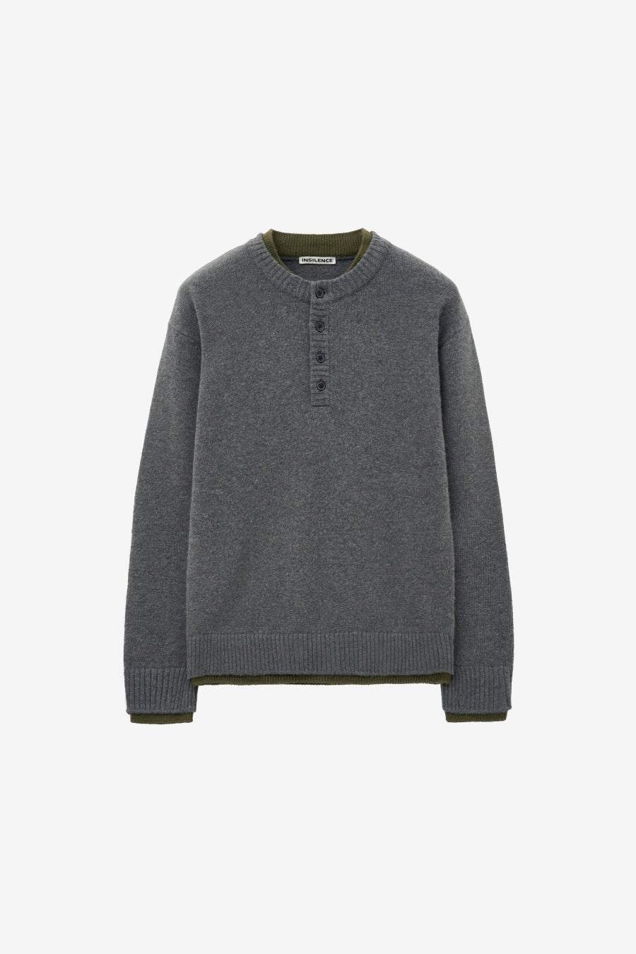 Insilence - Double-layered Henley Neck Knit (Grey) product image 5 | TRAB K-Fashion Australia
