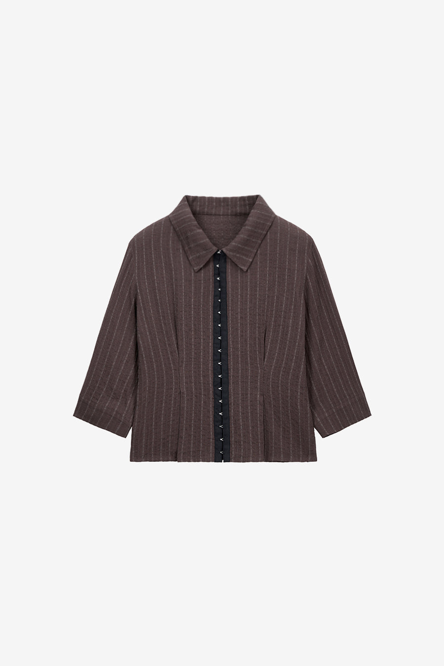 Insilence - Hook Detail Jacquard Shirt (Brown) product image 7 | TRAB K-Fashion Australia