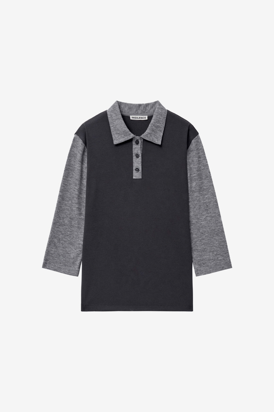 Insilence - Button Collar T-shirt (Charcoal) product image 7 | TRAB K-Fashion Australia