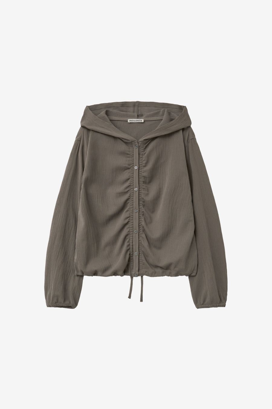Insilence - Textured Shirring Hooded Shacket (Khaki) product image 7 | TRAB K-Fashion Australia